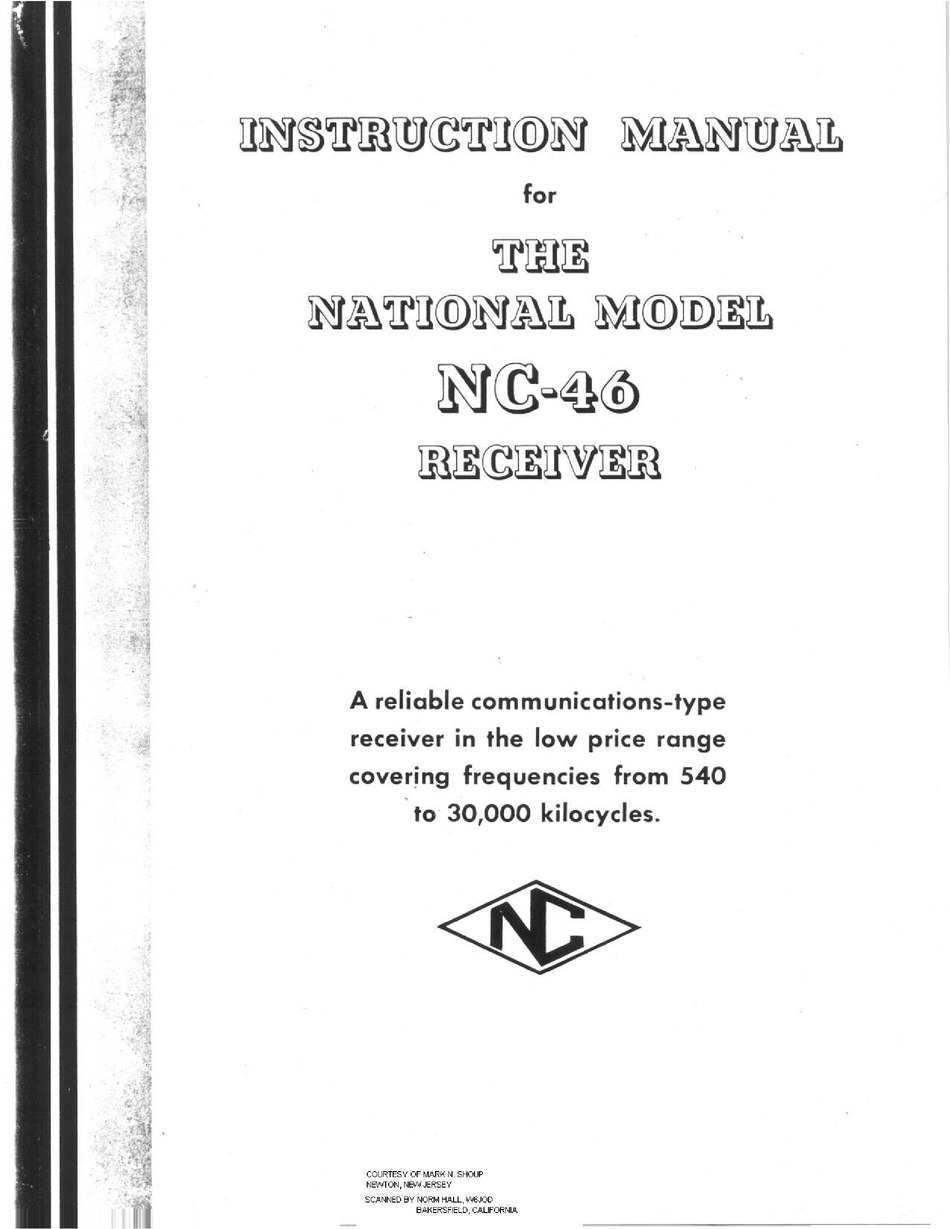 National NC-46 NC46 Radio Receiver Manual 