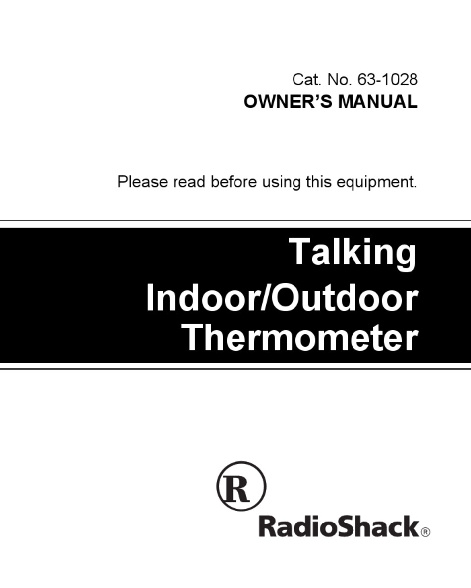 RADIO SHACK TALKING INDOOR/OUTDOOR THERMOMETER OWNER'S MANUAL Pdf Download ManualsLib
