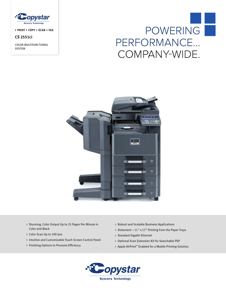 Copystar Cs 2551ci Specifications Pdf Download Manualslib