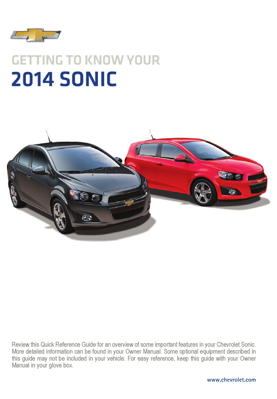 CHEVROLET SONIC 2014 GETTING TO KNOW MANUAL Pdf Download | ManualsLib