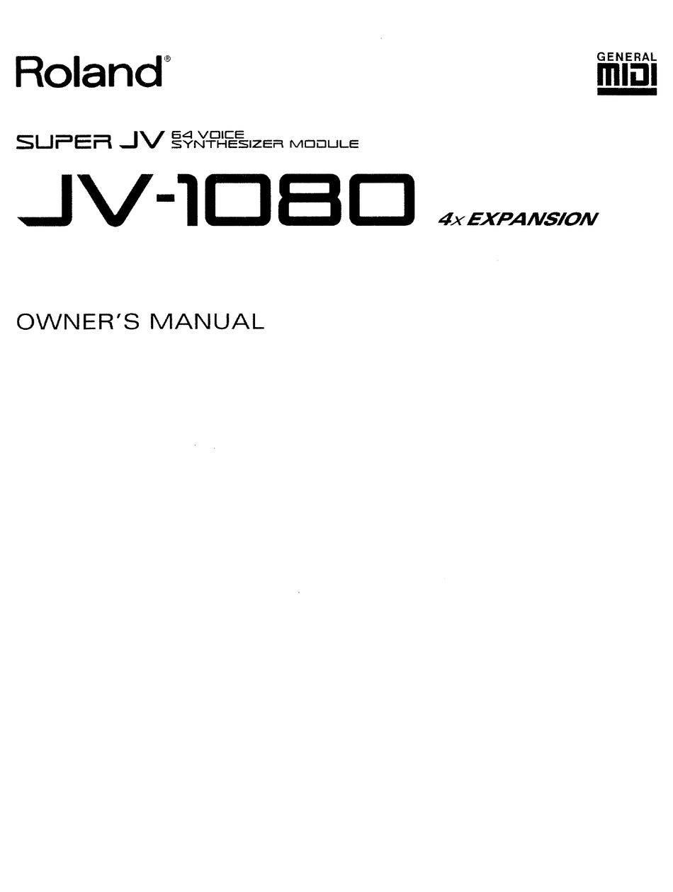 Roland Jv 1080 Owner S Manual Pdf Download Manualslib