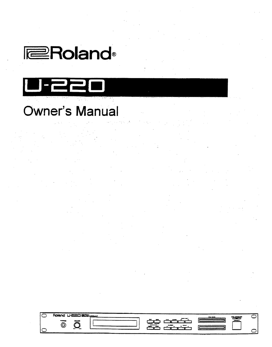 Roland U 2 Owner S Manual Pdf Download Manualslib