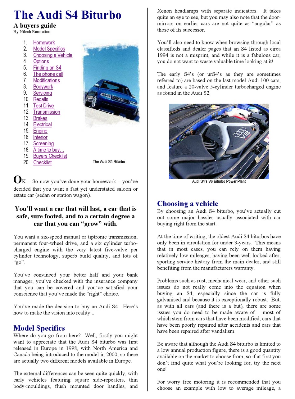 AUDI S4 BITURBO BUYER S MANUAL Pdf Download ManualsLib