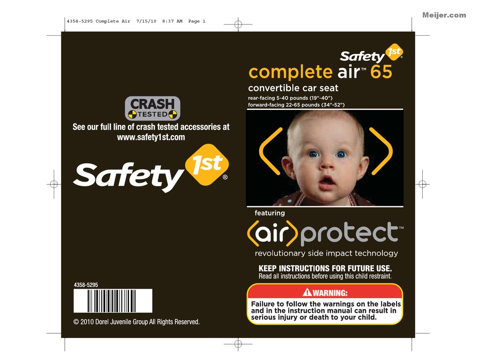 Safety 1st Complete Air 65 Instruction Manual Pdf Manualslib - Safety 1st Car Seat Directions