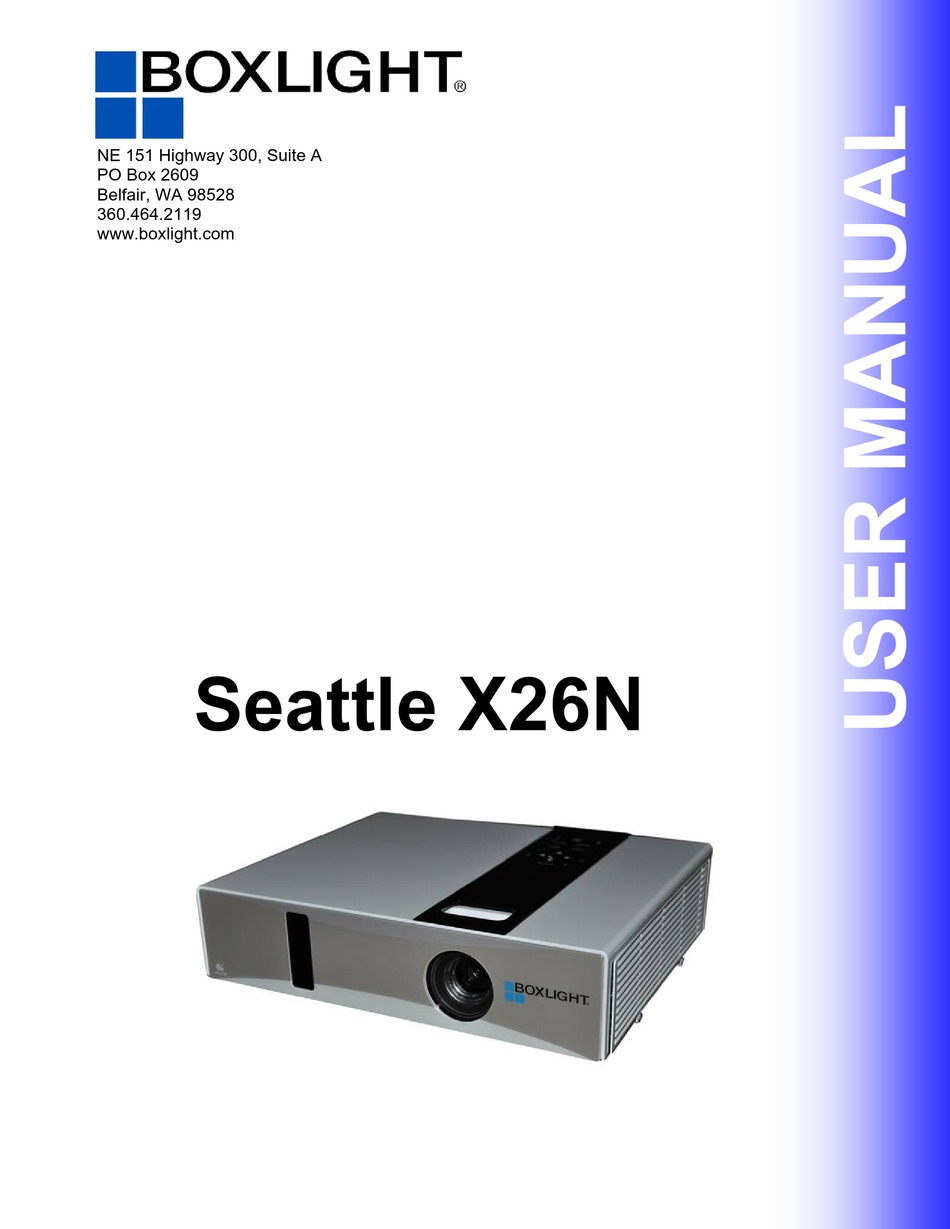 BOXLIGHT SEATTLE X26N USER MANUAL Pdf Download ManualsLib
