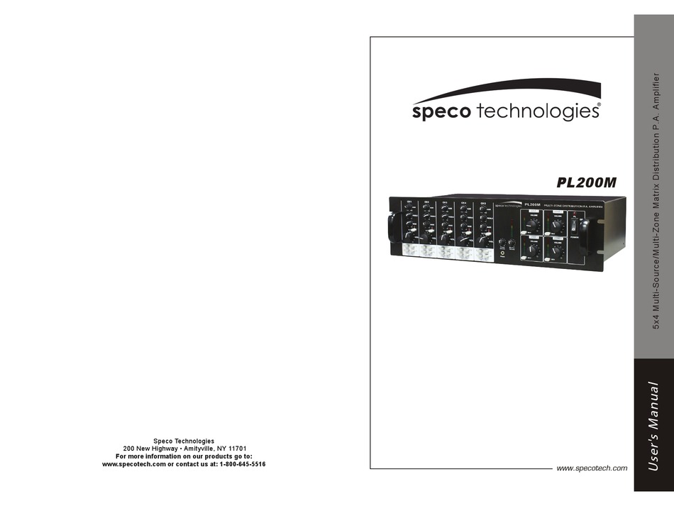 SPECO PL200M USER MANUAL Pdf Download ManualsLib