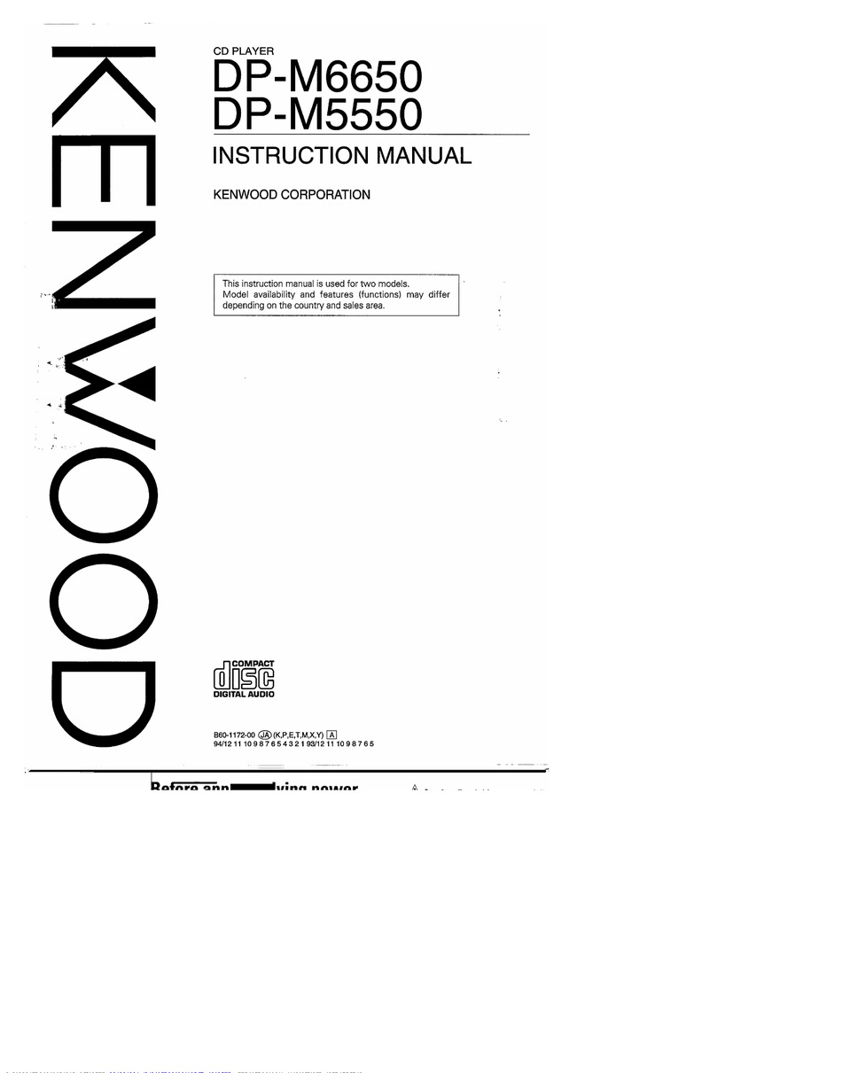 KENWOOD DP-M6650 INSTRUCTION MANUAL Pdf Download | ManualsLib