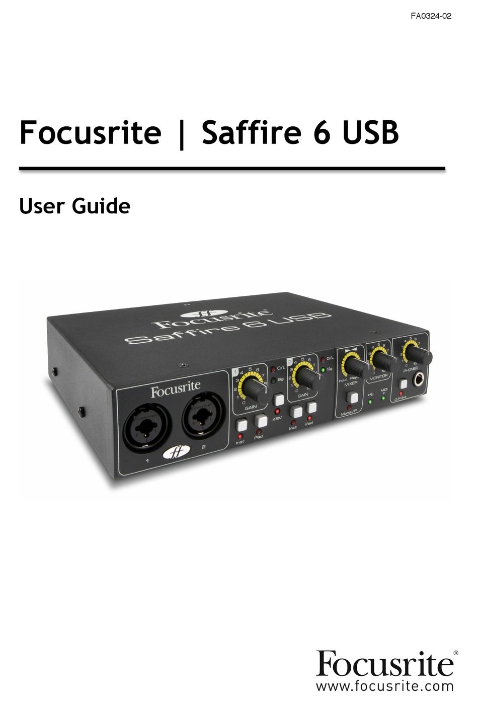 FOCUSRITE SAFFIRE 6 USB USER MANUAL Pdf Download | ManualsLib