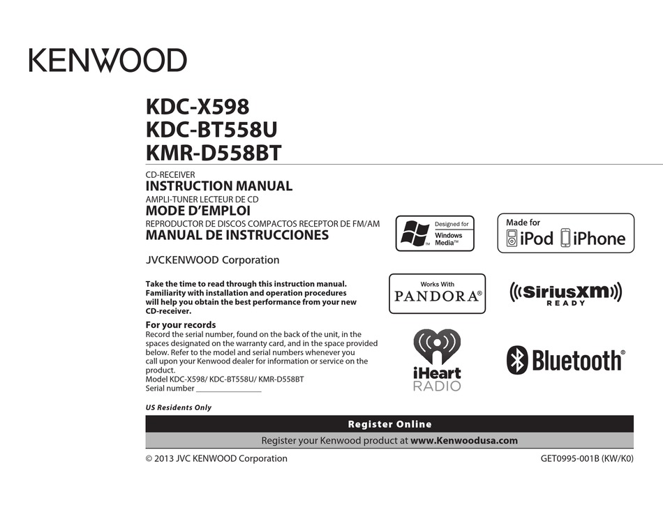 KENWOOD KDC-X598 INSTRUCTION MANUAL Pdf Download | ManualsLib