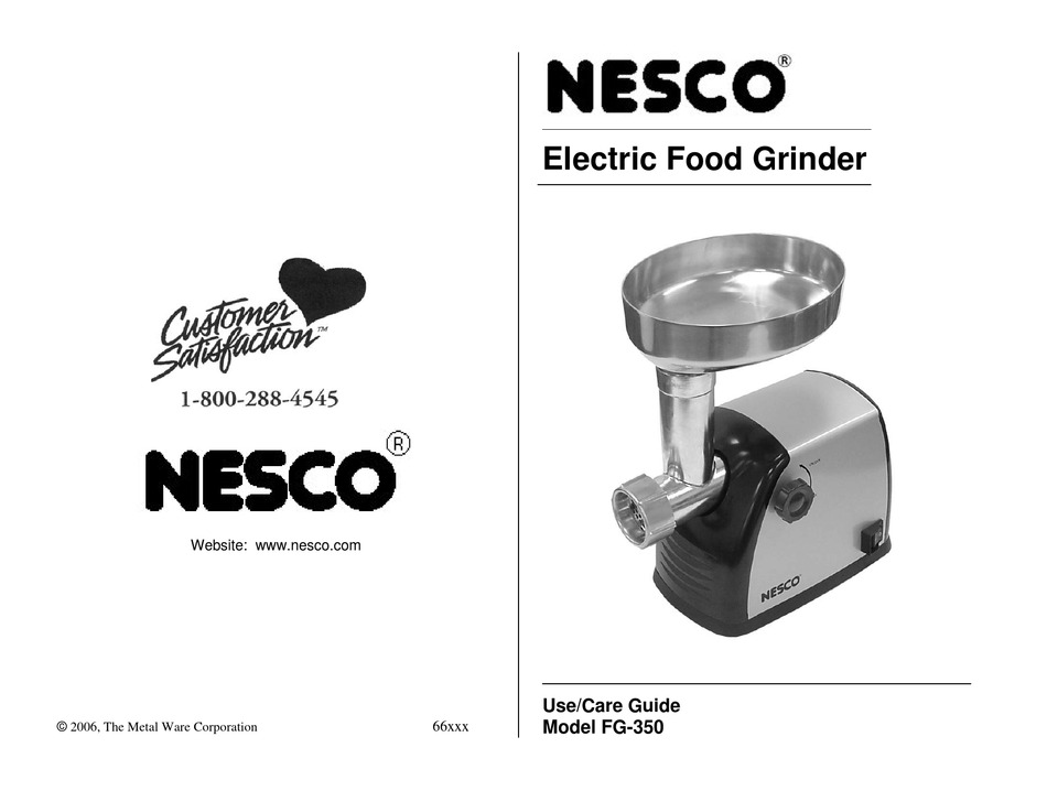 NESCO FG350 USE & CARE MANUAL Pdf Download ManualsLib