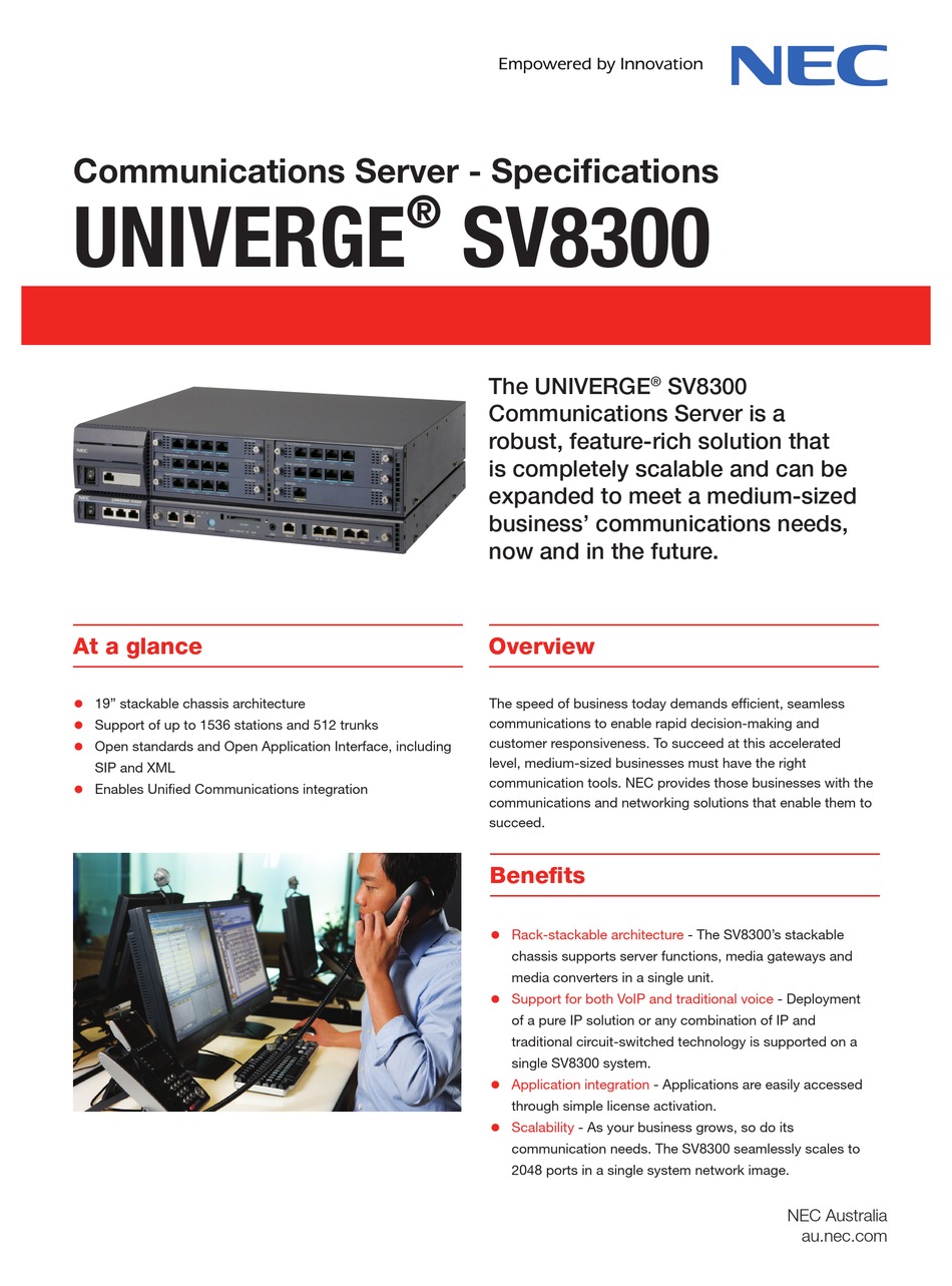 NEC UNIVERGE SV8300 SPECIFICATIONS Pdf Download | ManualsLib