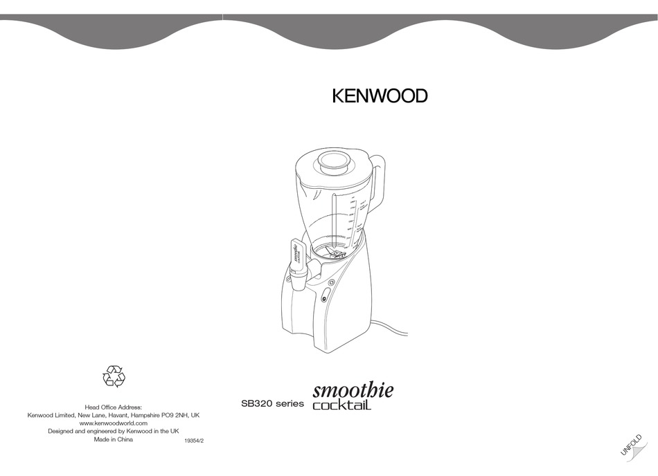 Blender Kenwood Smoothie Concert SB255 - mixeur cocktail, recette