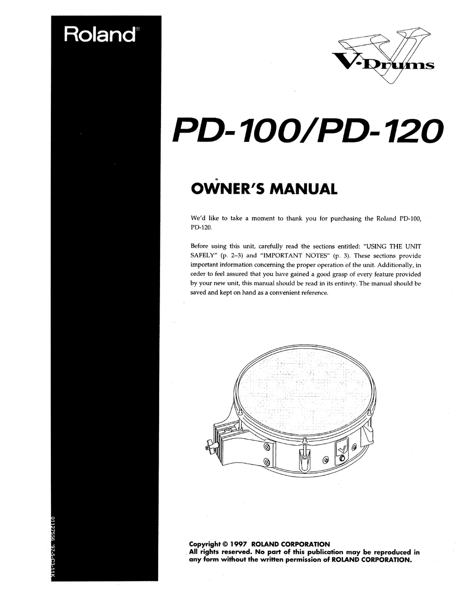 ROLAND V-DRUMS PD-100 OWNER'S MANUAL Pdf Download | ManualsLib