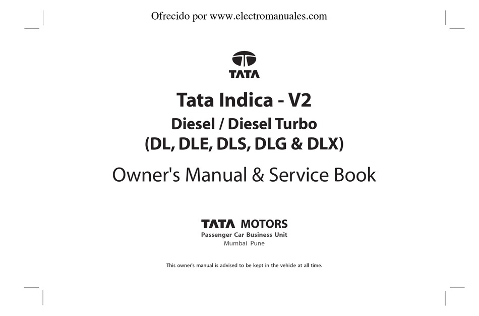 Tata Motors Indica V2 Owner S Manual Service Book Pdf Download Manualslib