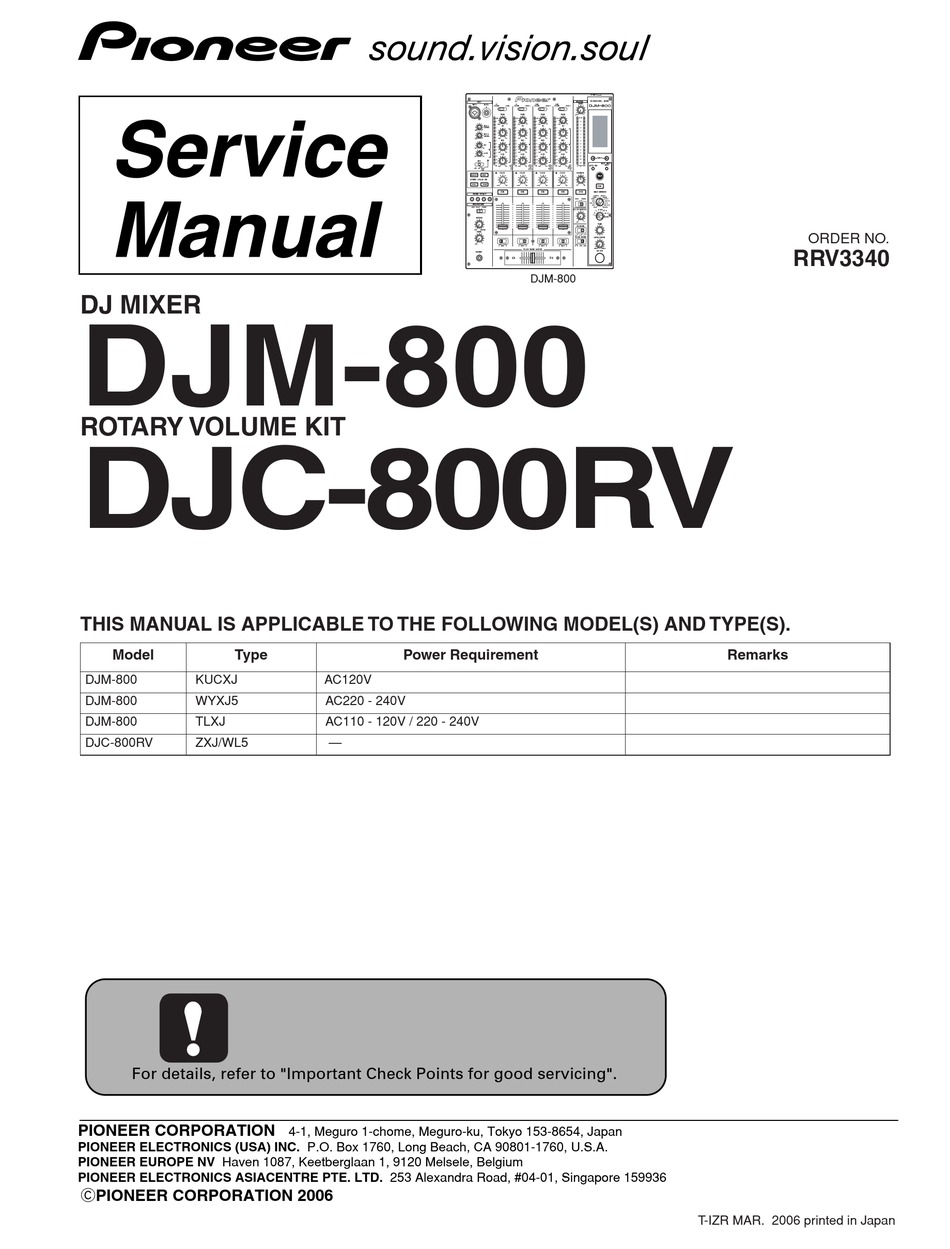 Pioneer Djm 800 Service Manual Pdf Download Manualslib