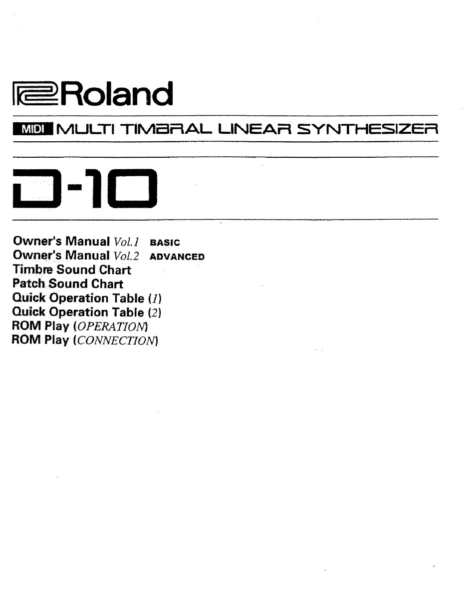 Roland D 10 Owner S Manual Pdf Download Manualslib