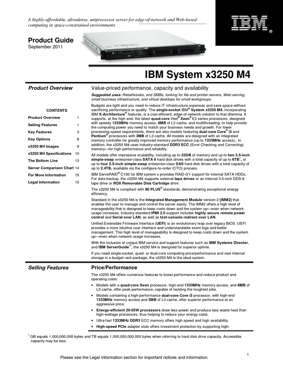 IBM SYSTEM X3250 M4 PRODUCT MANUAL Pdf Download ManualsLib