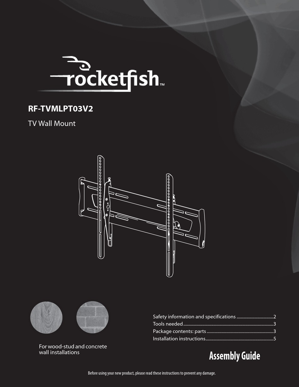 Rocketfish Rf Tvmlpt03v2 Assembly Manual Pdf Download Manualslib