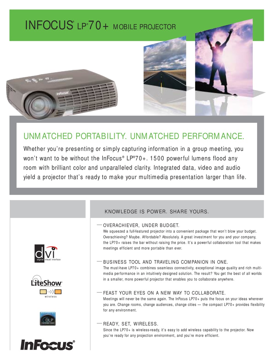 Infocus Lp70 Brochure Specs Pdf Download Manualslib