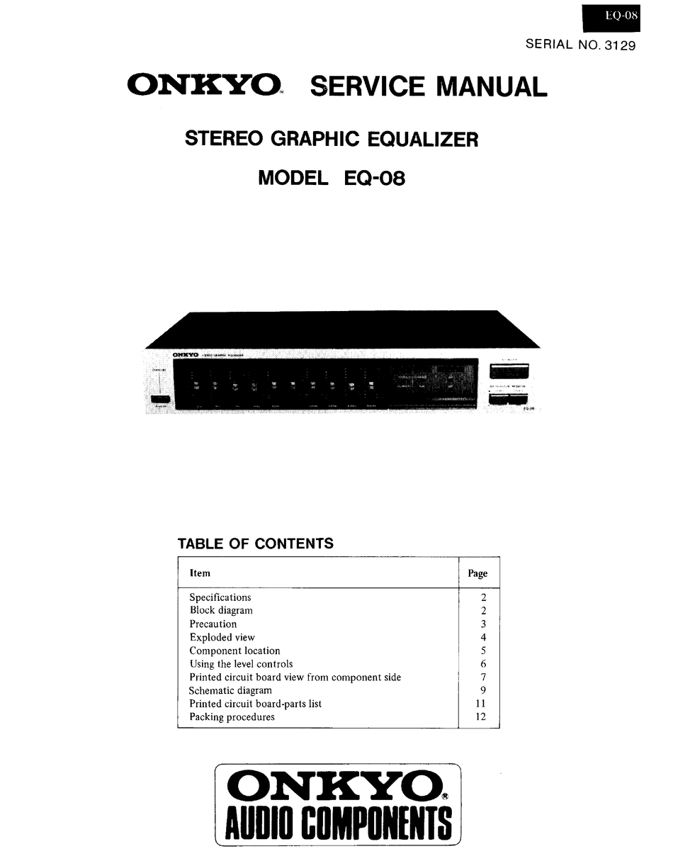 ONKYO EQ08 SERVICE MANUAL Pdf Download ManualsLib