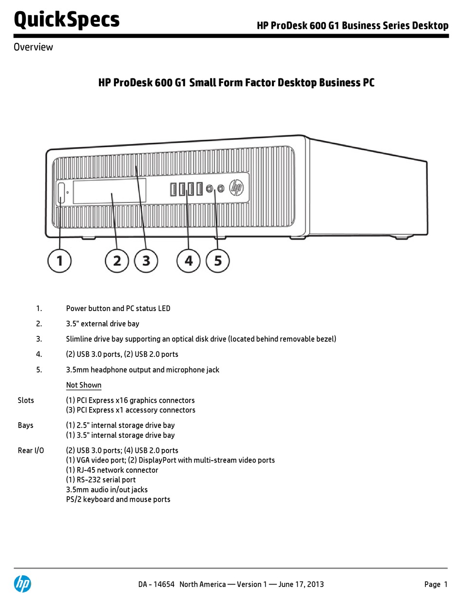 Hp Prodesk 600 Quickspecs Pdf Download Manualslib