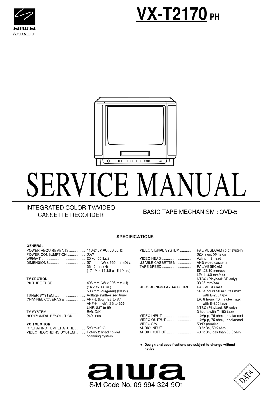 Aiwa Vx T2170 Service Manual Pdf Download Manualslib