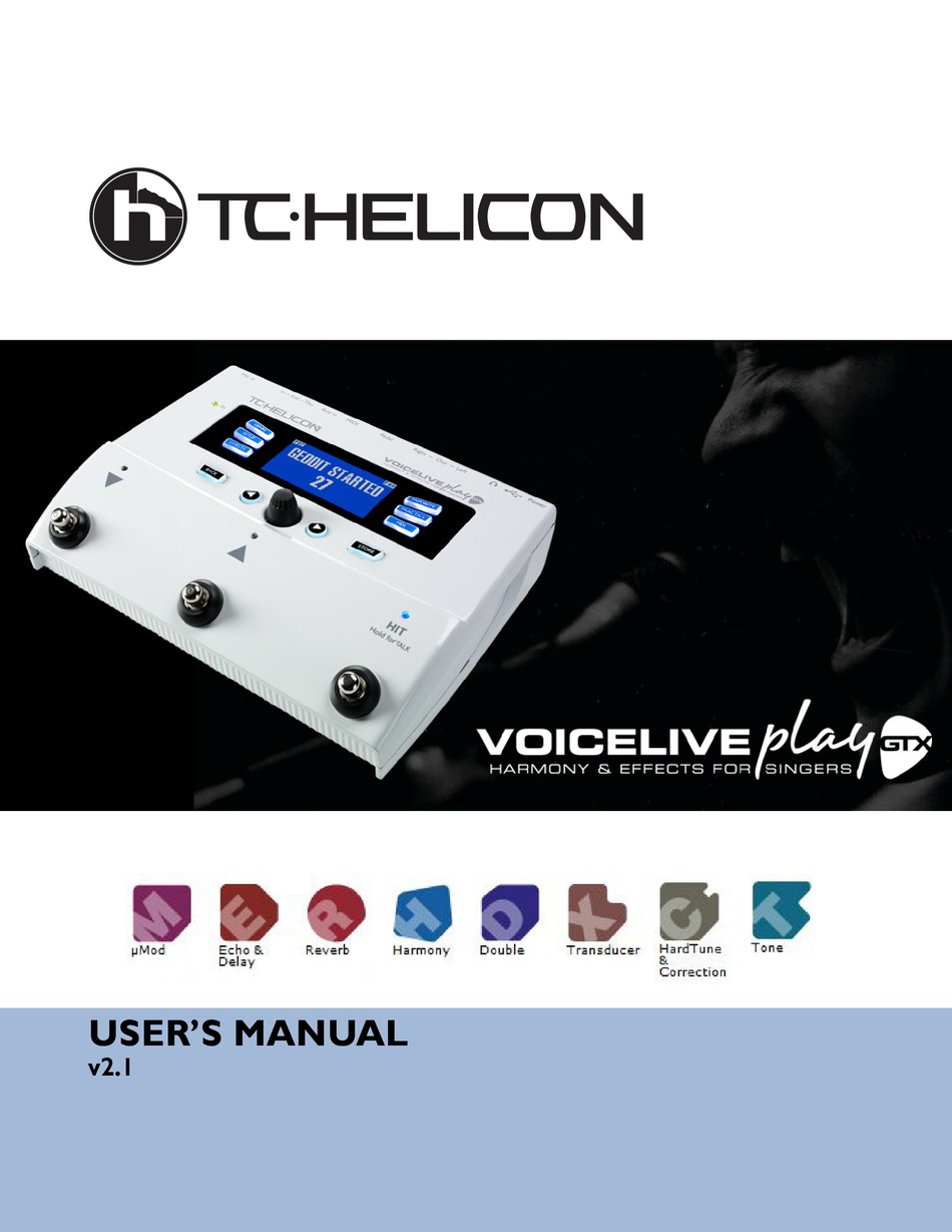 Tc Helicon Voicelive Play Gtx User Manual Pdf Download Manualslib