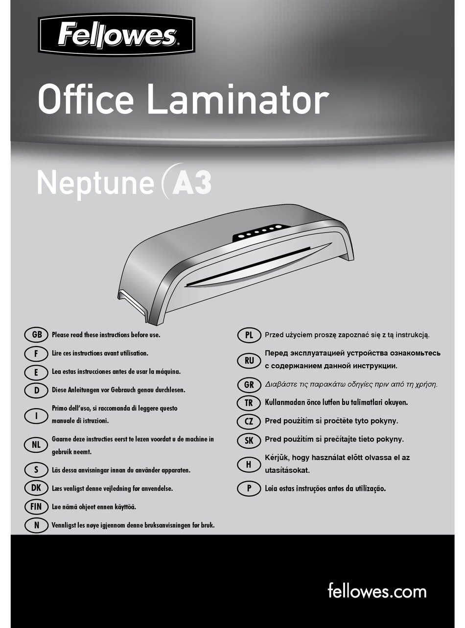 FELLOWES NEPTUNE A3 INSTRUCTION Pdf Download ManualsLib
