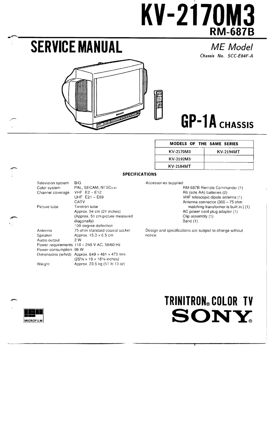 Sony kv 2187mt схема