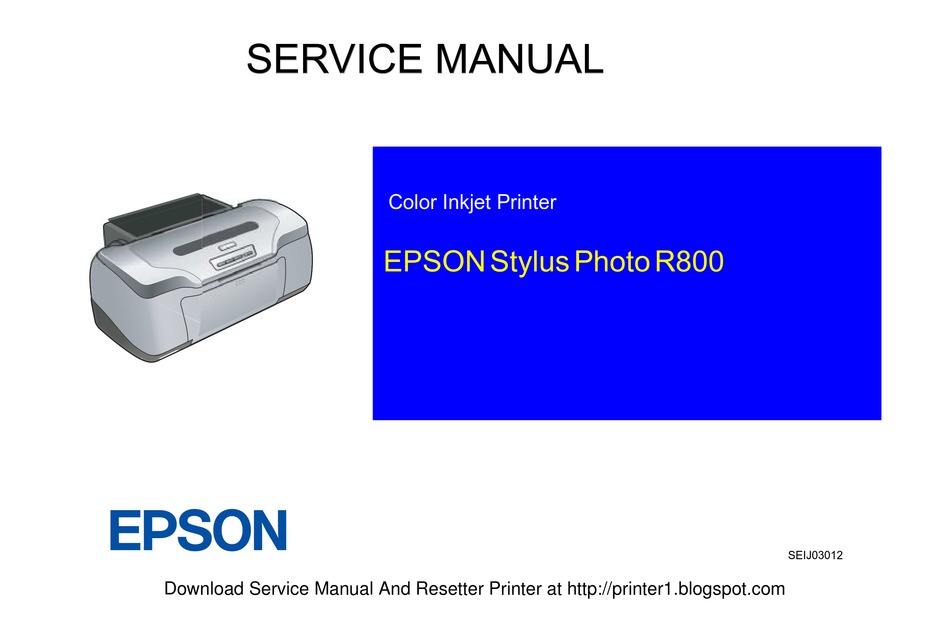 Epson Stylus Photo R800 Service Manual Pdf Download Manualslib