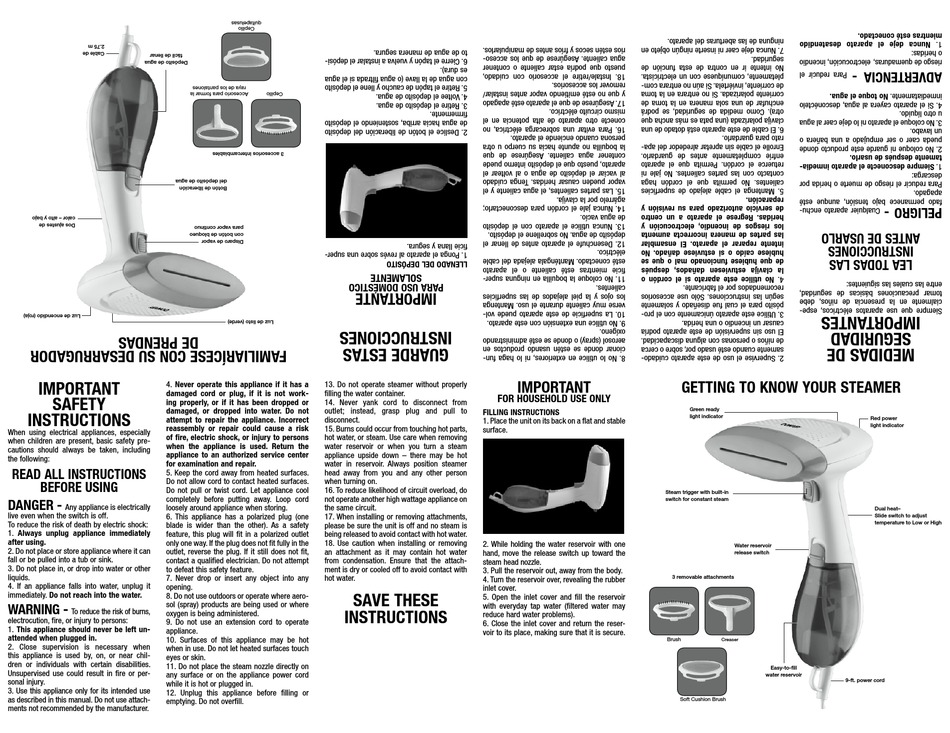 CONAIR GS23 INSTRUCTION BOOKLET Pdf Download | ManualsLib