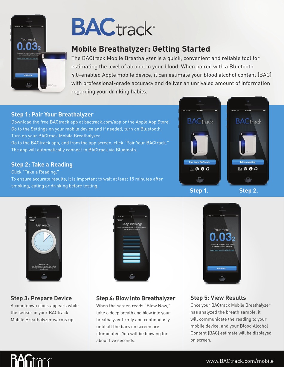 BACTRACK MOBILE BREATHALYZER GETTING STARTED Pdf Download ManualsLib