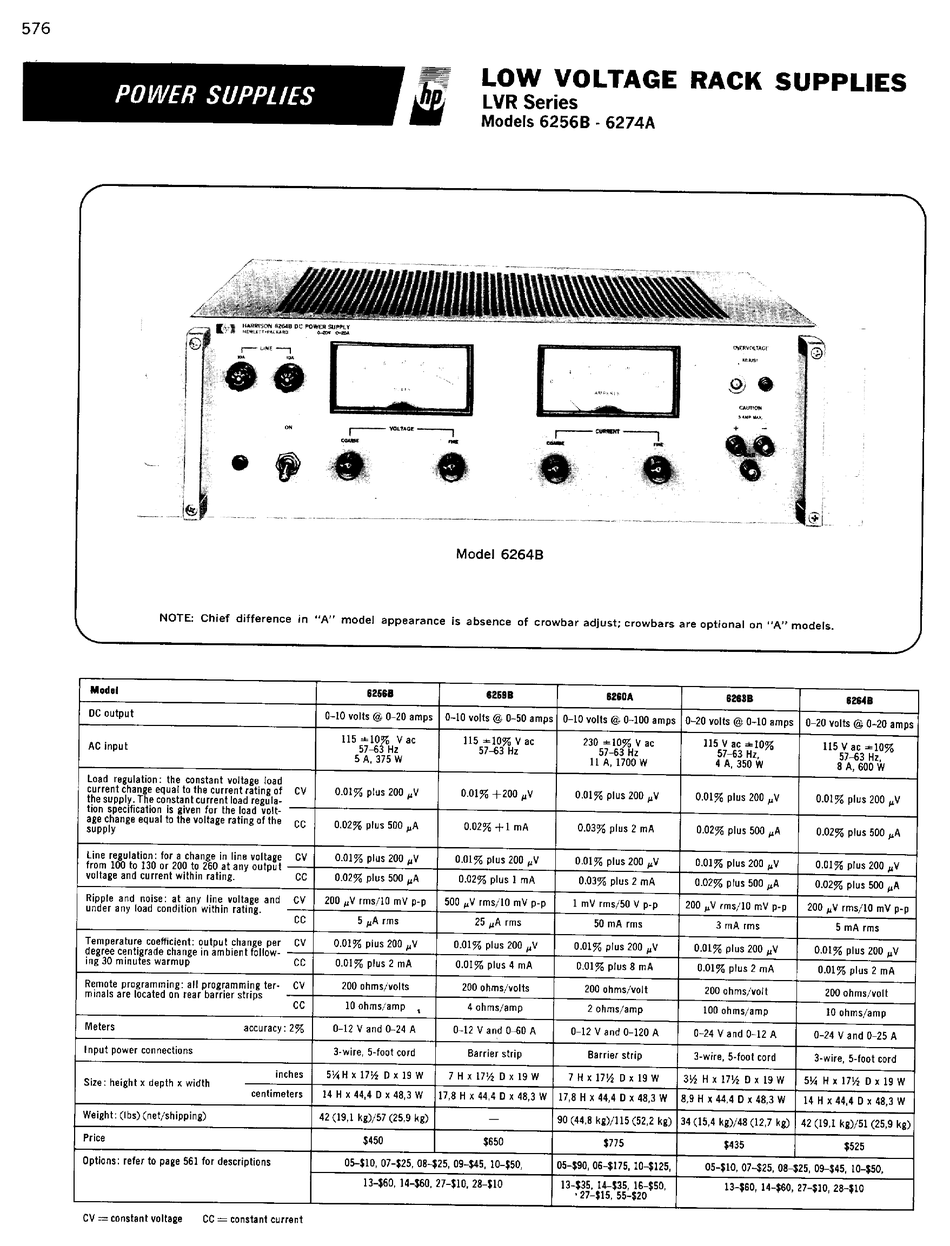 Model 6206B Operating & Service Manual Details about   HP DC Power Supply Lab Series 
