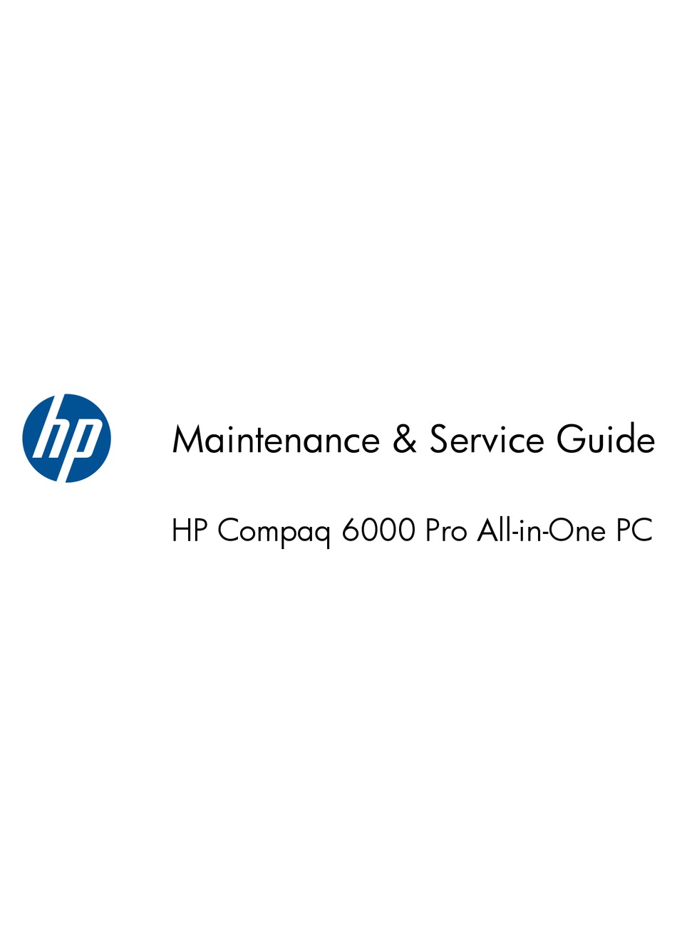 Hp Compaq 6000 Pro Maintenance Service Manual Pdf Download Manualslib