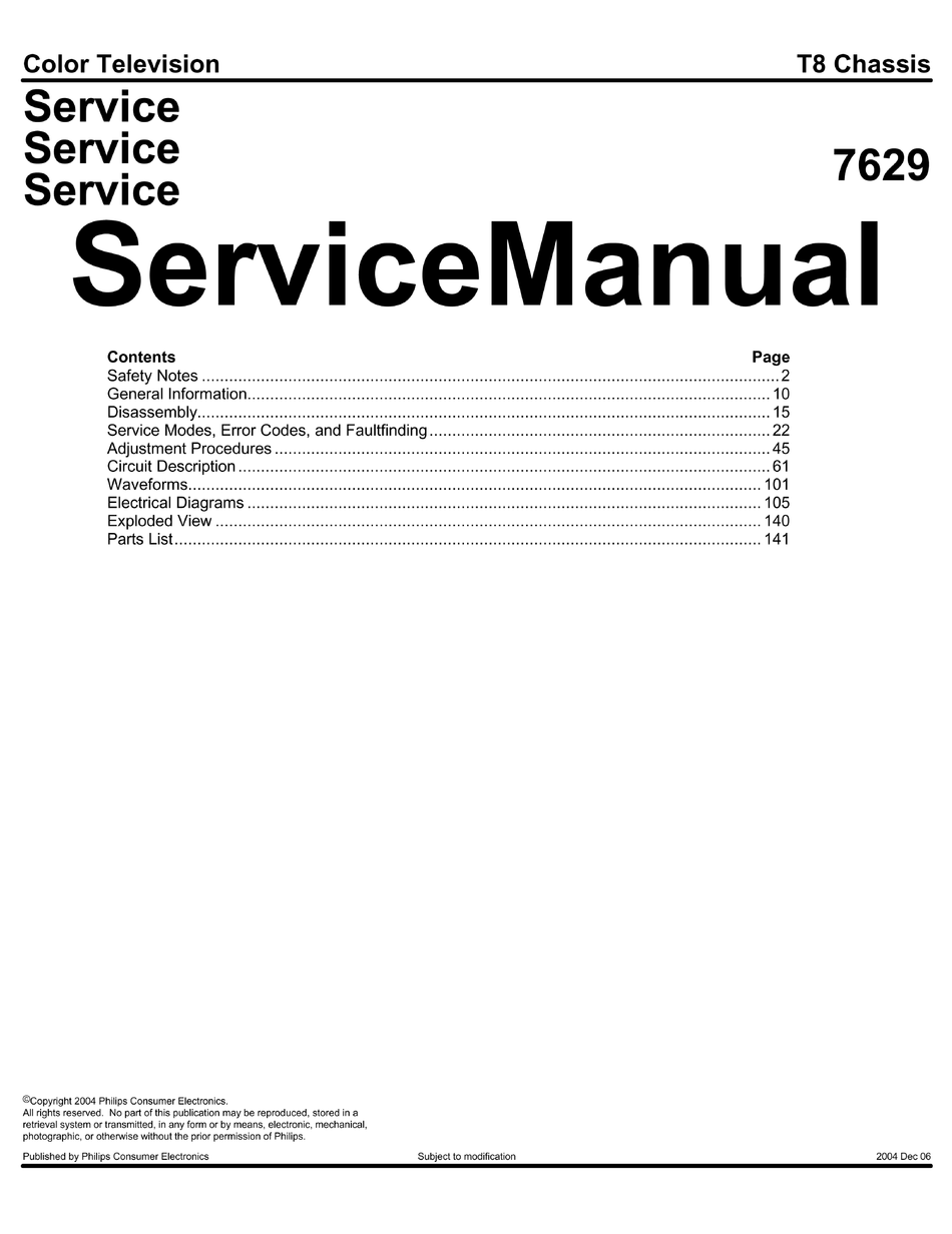Suppress Interpret lost heart PHILIPS 7629 SERVICE MANUAL Pdf Download | ManualsLib