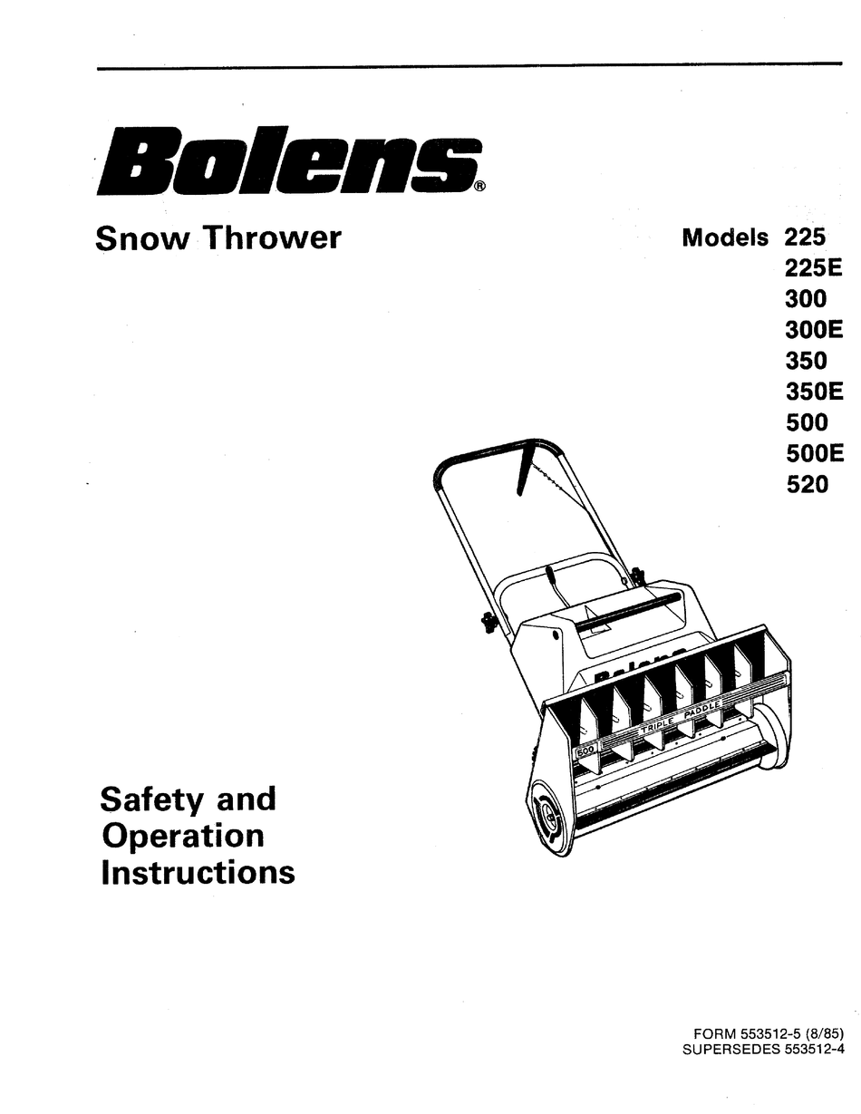 BOLENS 225 SAFETY AND OPERATION INSTRUCTIONS Pdf Download ManualsLib