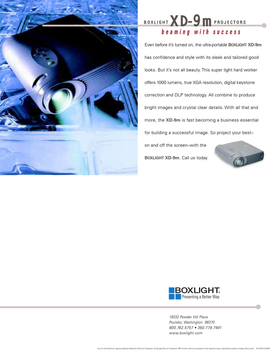 BOXLIGHT XD9M SPECIFICATIONS Pdf Download ManualsLib