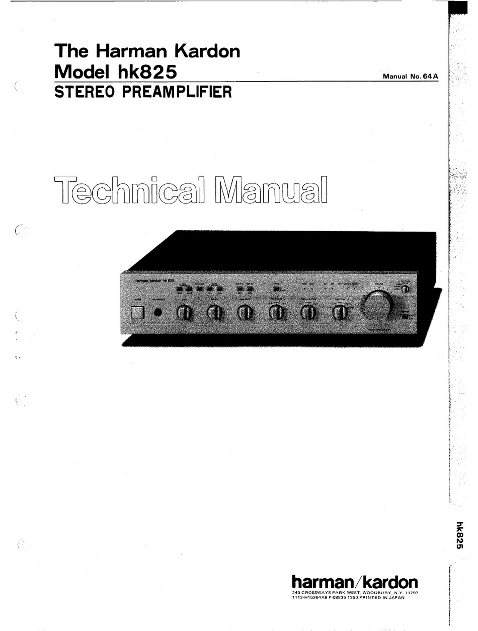 HARMAN KARDON HK825 TECHNICAL MANUAL 