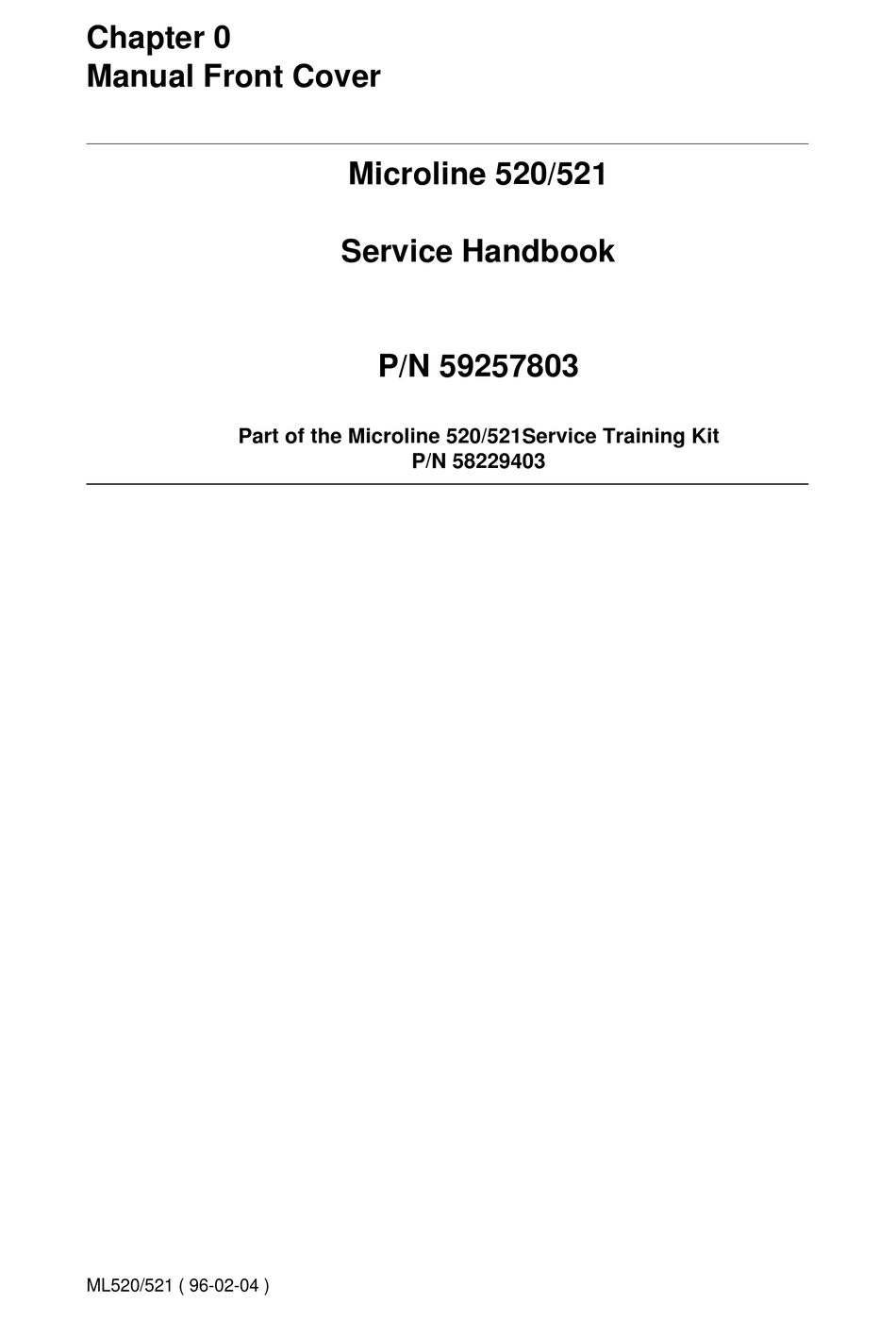 Oki Microline 520 Service Handbook 