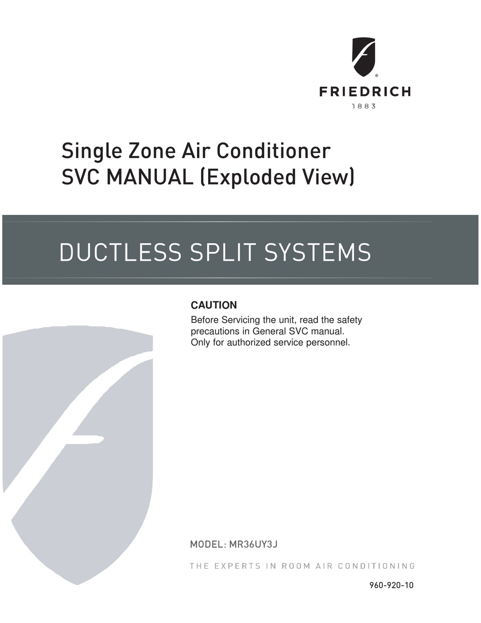 FRIEDRICH MR36UY3J SERVICE MANUAL Pdf Download | ManualsLib