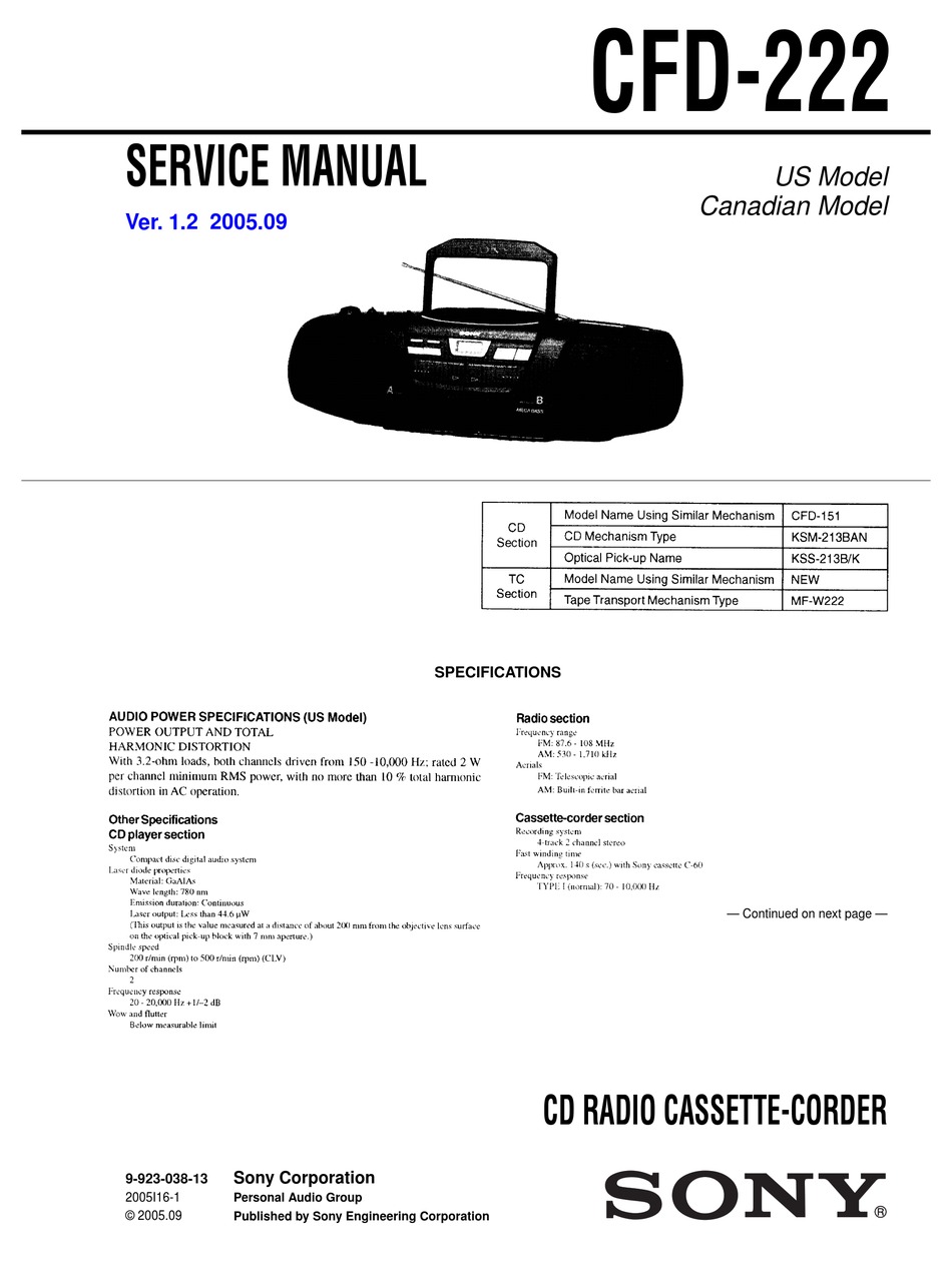 Sony cfd 222l принципиальная схема