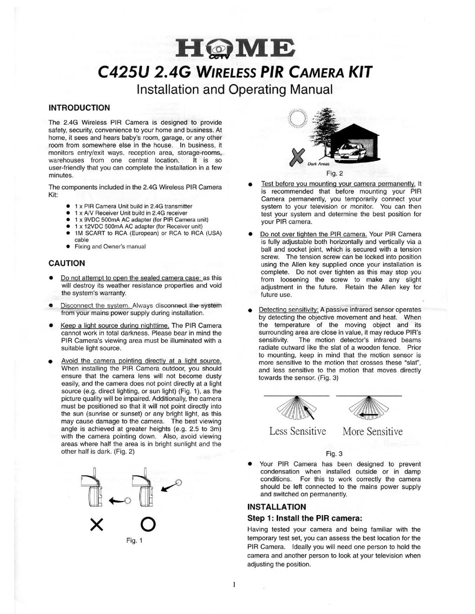 HOME CCTV C425U INSTALLATION AND OPERATING MANUAL Pdf Download ManualsLib
