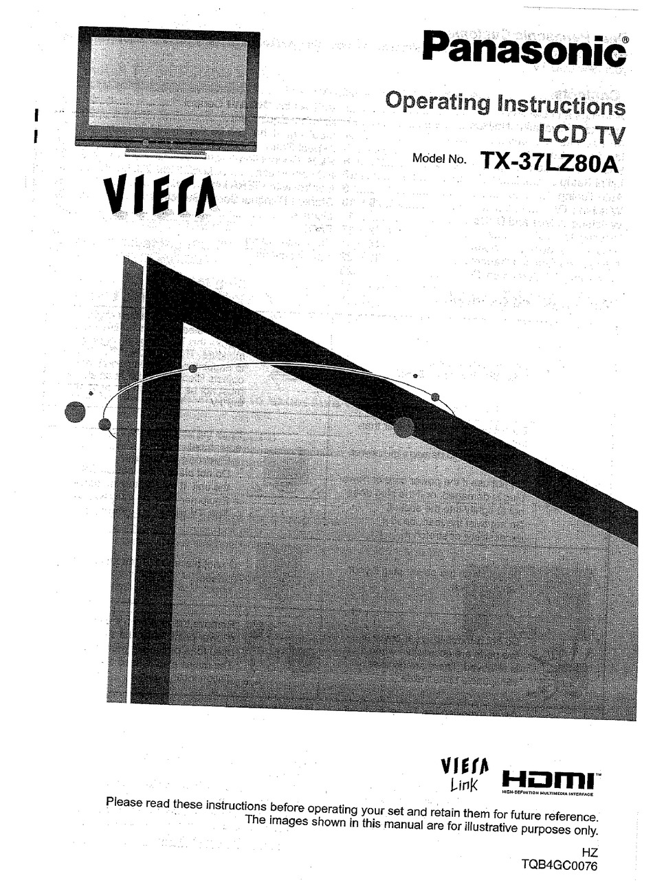 PANASONIC VIERA TX37LZ80A OPERATING INSTRUCTIONS MANUAL Pdf Download