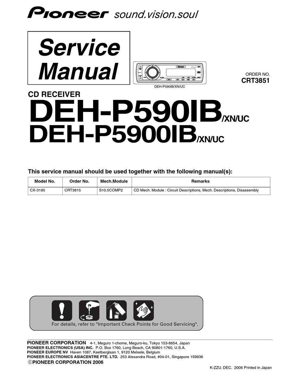 PIONEER DEH-P590IBXN SERVICE MANUAL Pdf Download | ManualsLib Pioneer Car Stereo Wiring Diagram ManualsLib