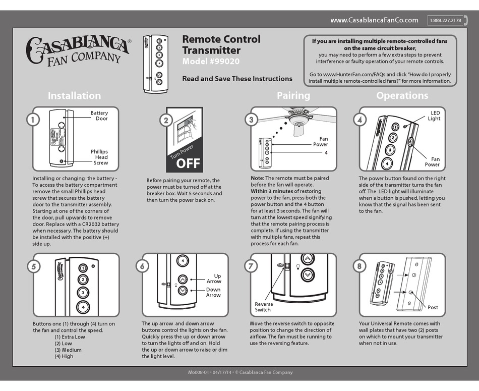 CASABLANCA 99020 INSTRUCTIONS Pdf 