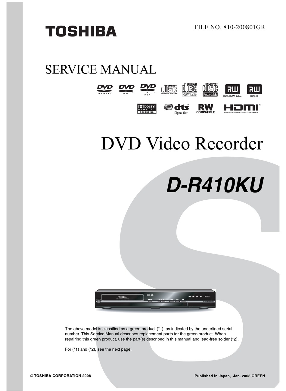 TOSHIBA DR410KU SERVICE MANUAL Pdf Download ManualsLib