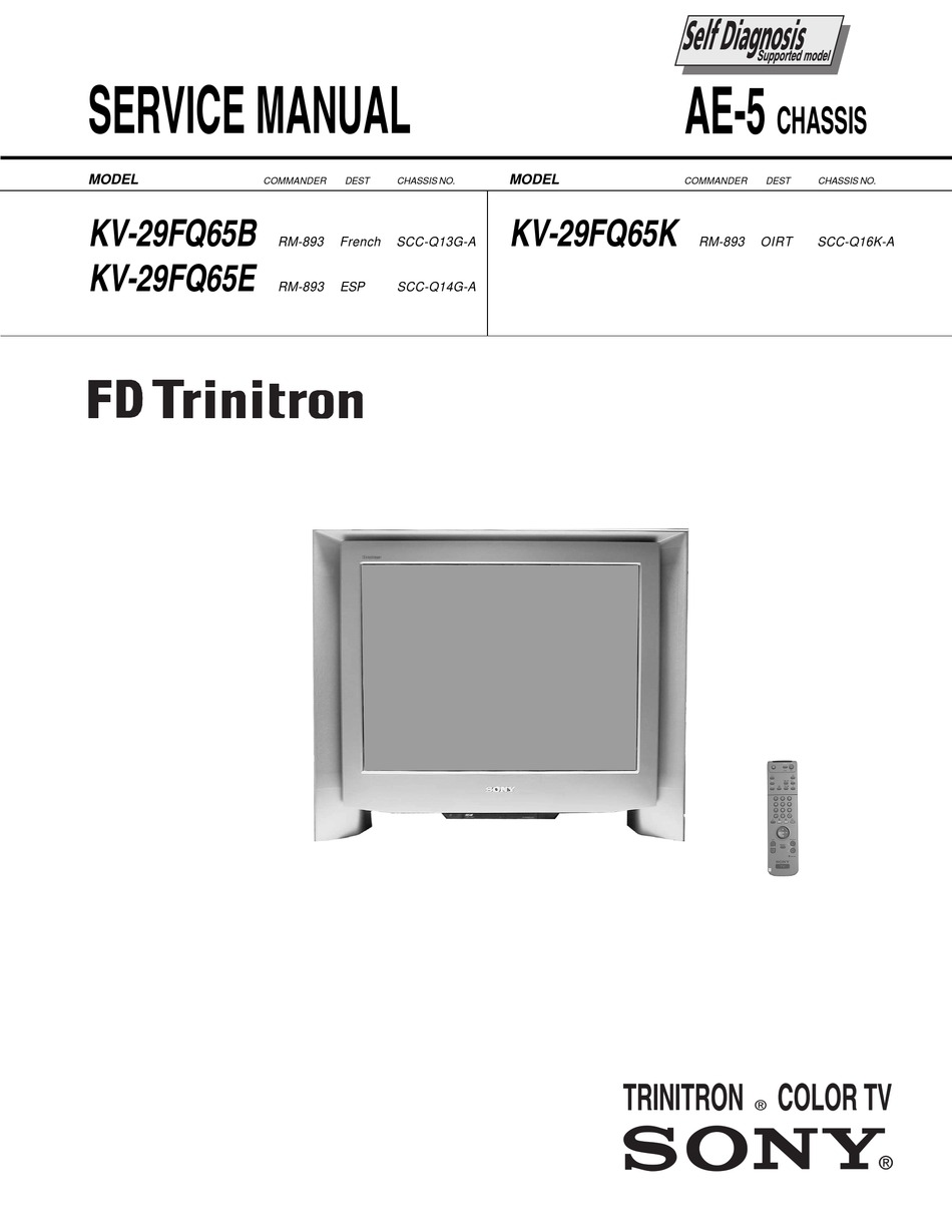 SONY TRINITRON KV-29FQ65B SERVICE MANUAL Pdf Download | ManualsLib