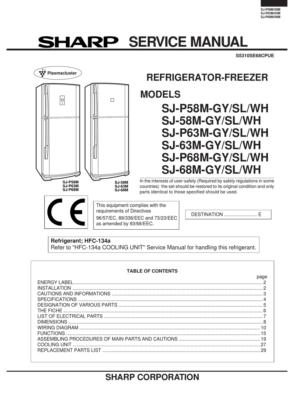 sharp refrigerator parts