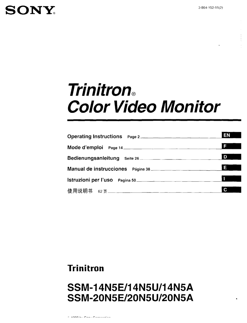 SONY TRINITRON SSM-14N5E OPERATING INSTRUCTIONS MANUAL Pdf Download Sns-Brigh10