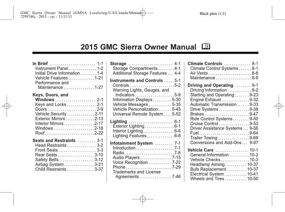 GMC SIERRA 2015 OWNER'S MANUAL Pdf Download | ManualsLib